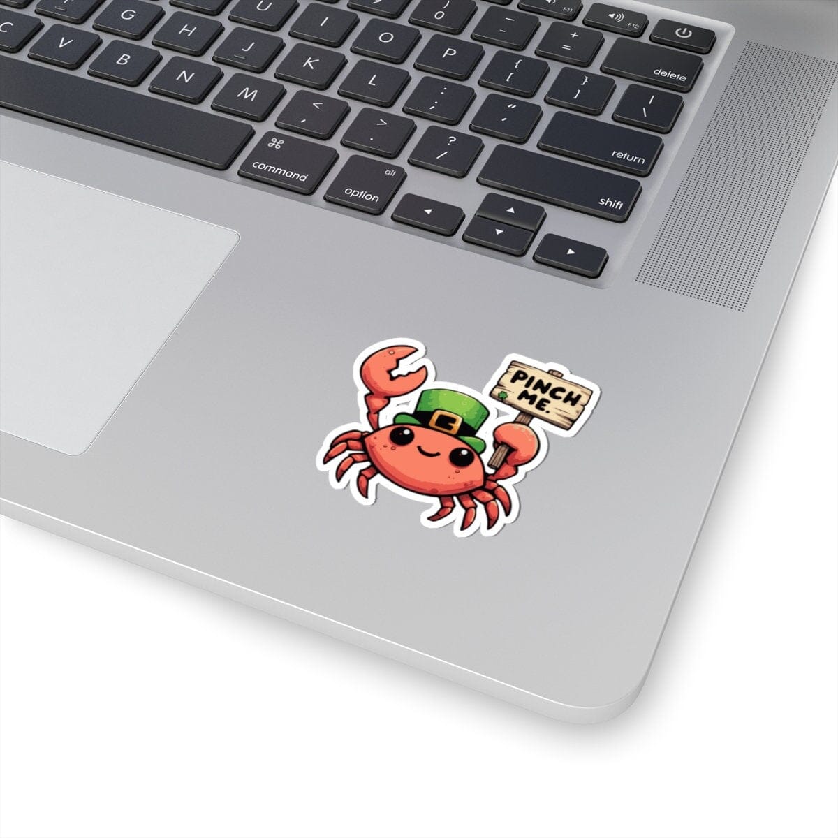 Pinch Me Crab St. Patricks Day Vinyl Sticker | Dishwasher Safe & Durable | Custom Sizes | Fast Shipping | Made in USA Fiesta Doodle waterproof vinyl sticker. dishwasher safe outdoor sticker.