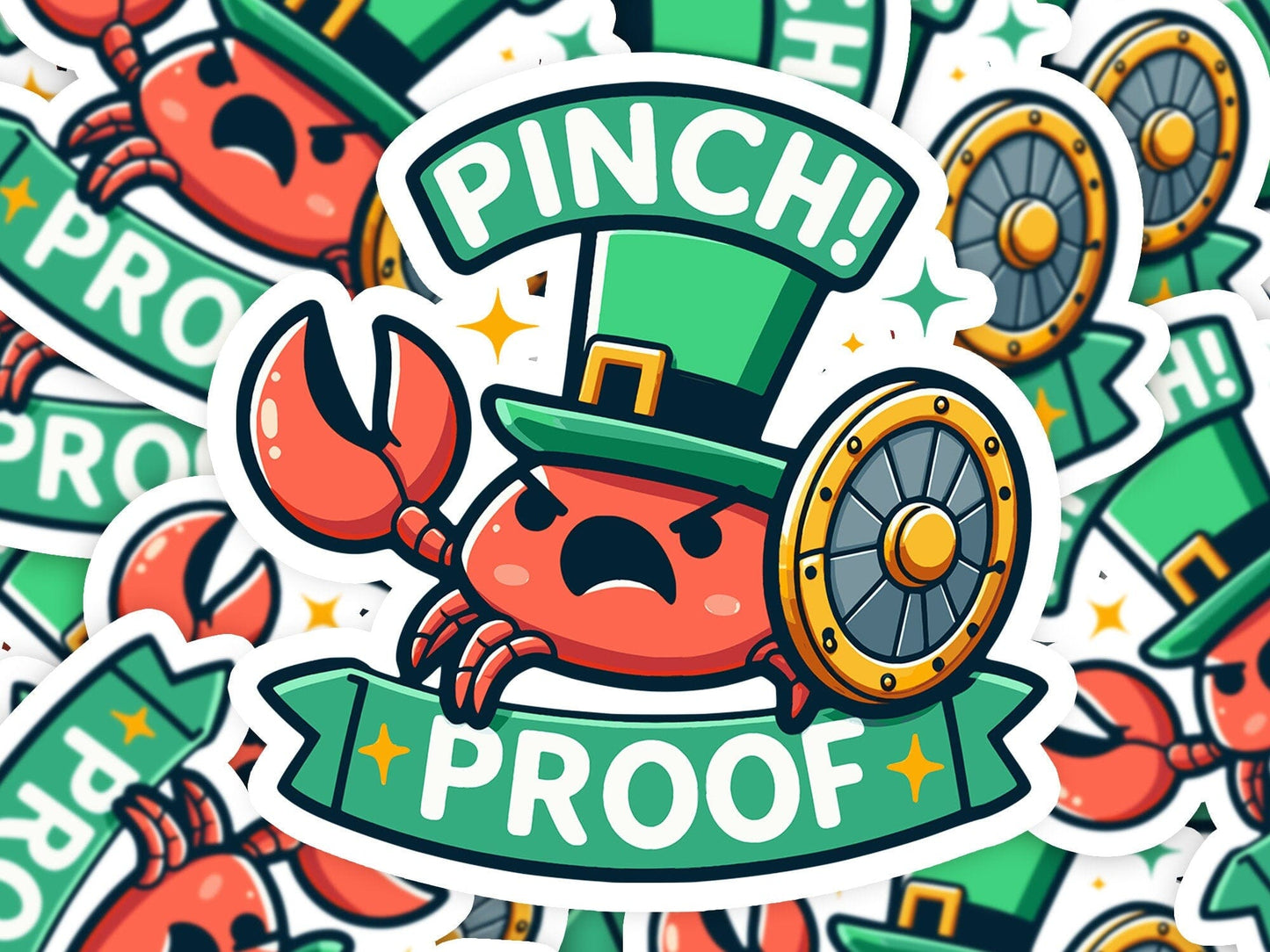 Pinch Proof Armor St. Patricks Day Vinyl Sticker | Dishwasher Safe & Durable | Custom Sizes | Fast Shipping | Made in USA Fiesta Doodle waterproof vinyl sticker. dishwasher safe outdoor sticker.