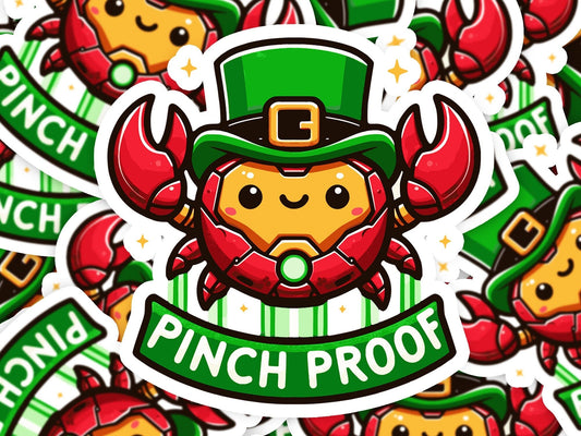 Pinch Proof Robot Armor St. Patricks Day Vinyl Sticker | Dishwasher Safe & Durable | Custom Sizes | Fast Shipping | Made in USA Fiesta Doodle waterproof vinyl sticker. dishwasher safe outdoor sticker.