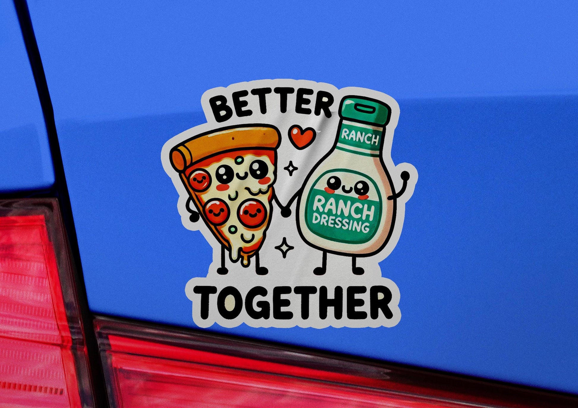 a sticker on the back of a car that says, better ranch dressing together