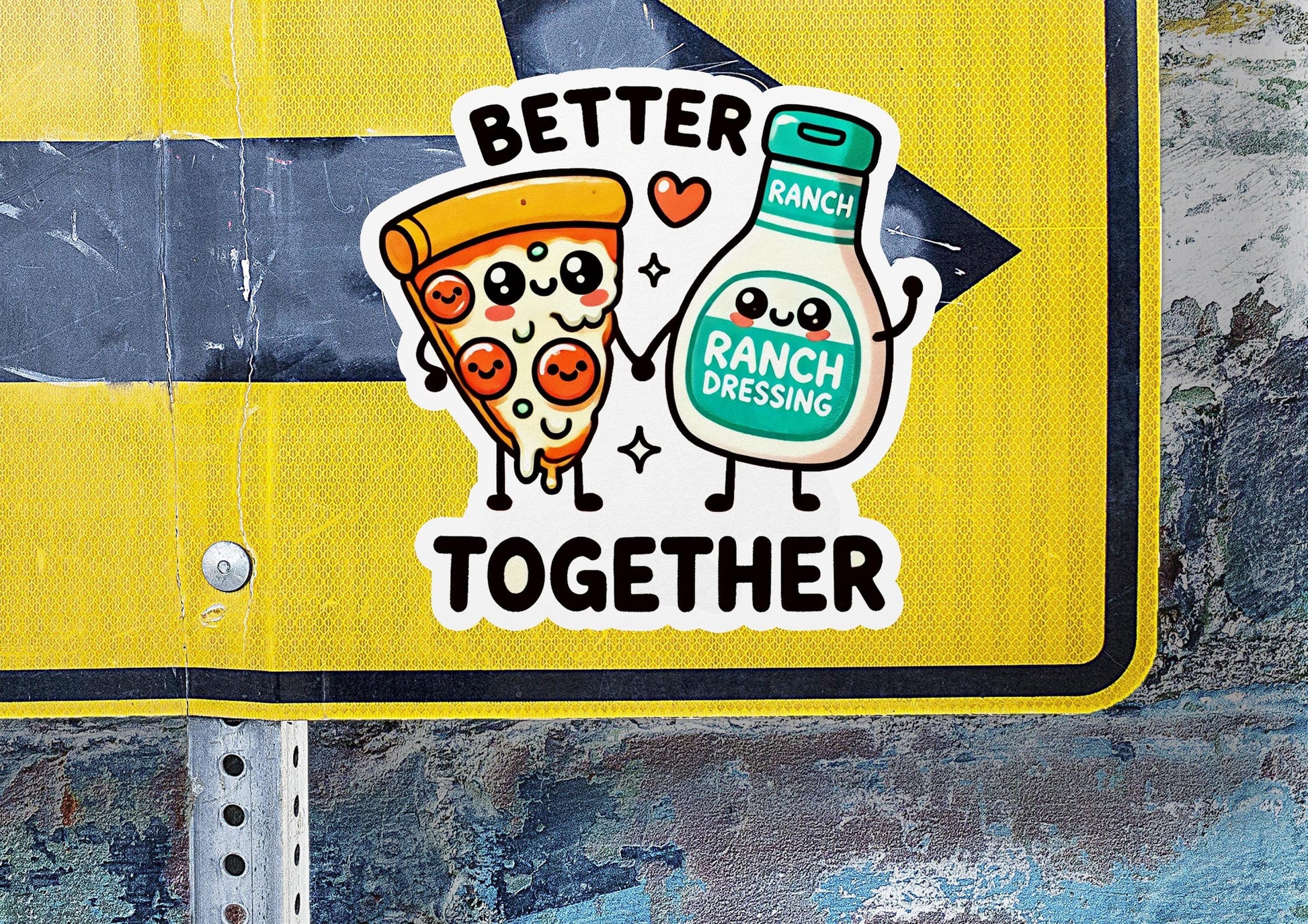 a sticker of a bottle of ranch dressing next to a sticker of a