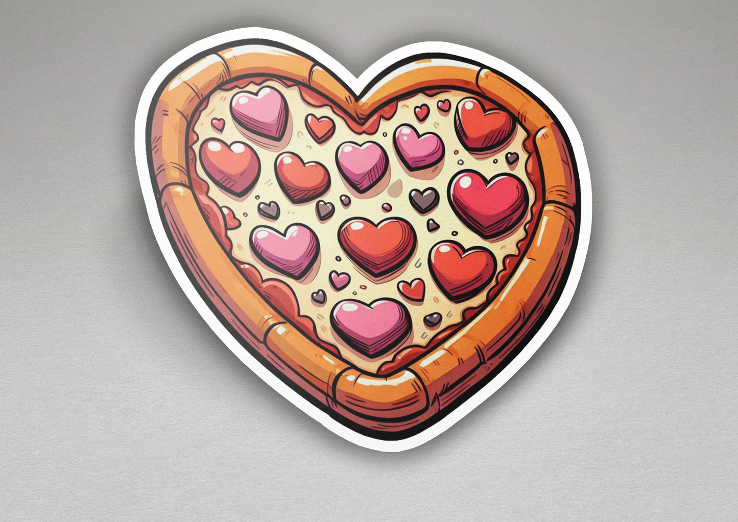 a heart shaped pizza with hearts on it