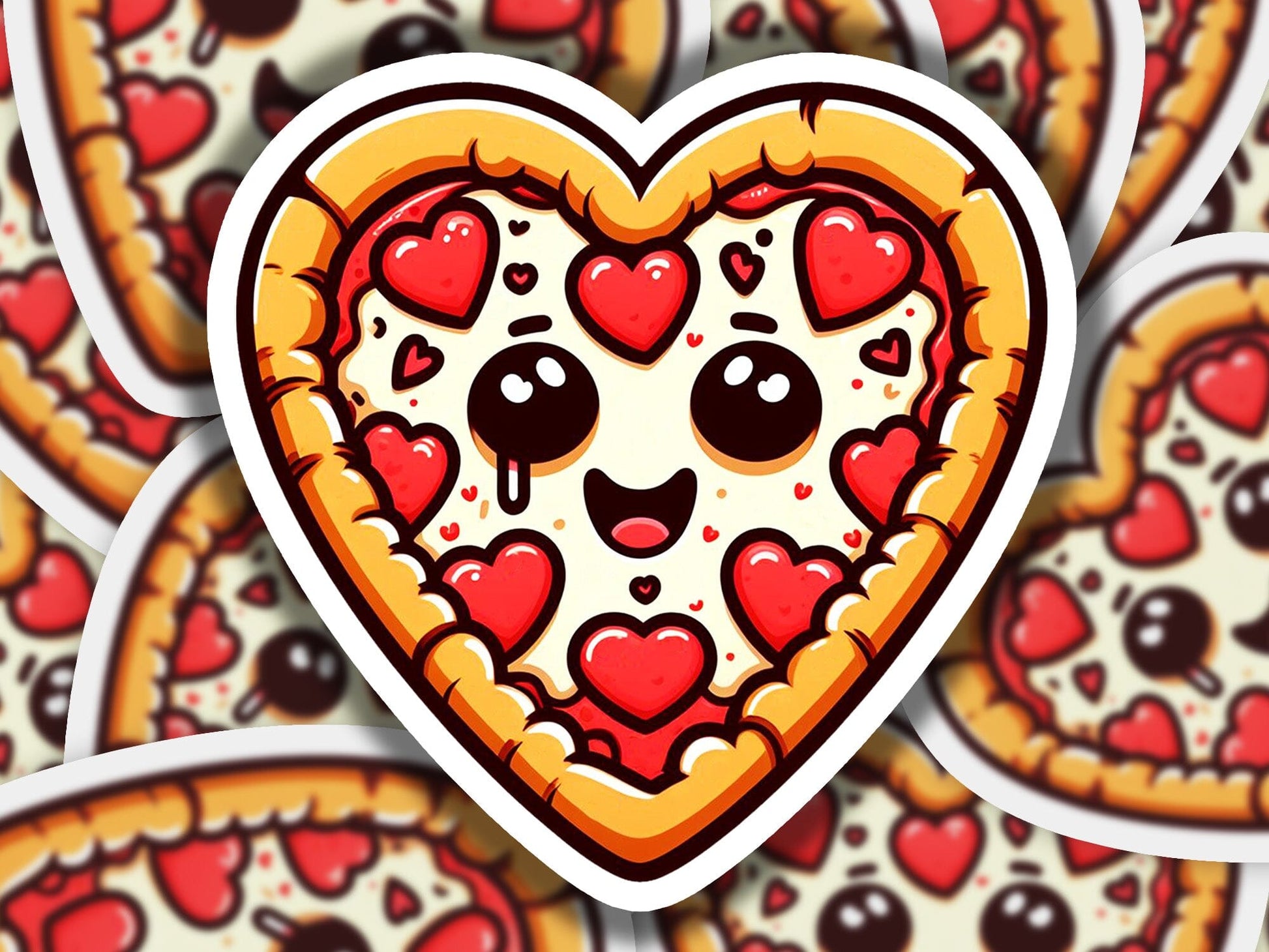 a heart shaped pizza with hearts on it
