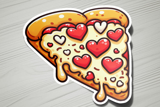 a slice of pizza with hearts on it