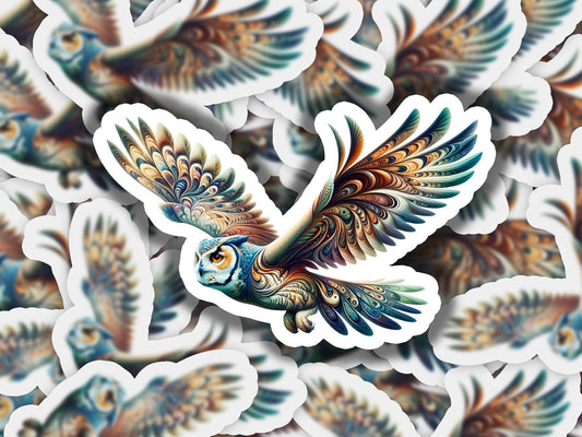 a sticker of a bird flying through the air