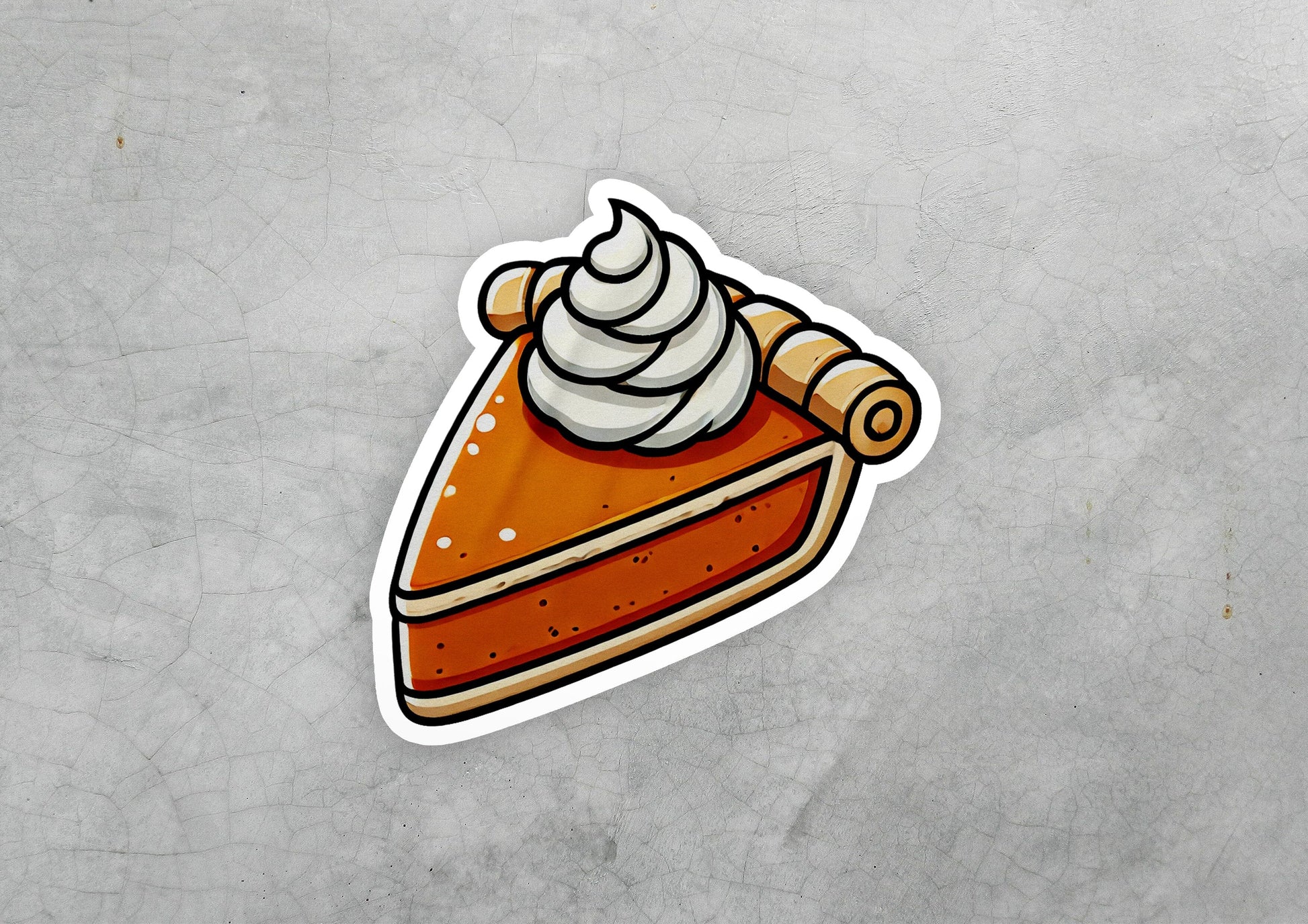 a sticker of a piece of cake with whipped cream on top