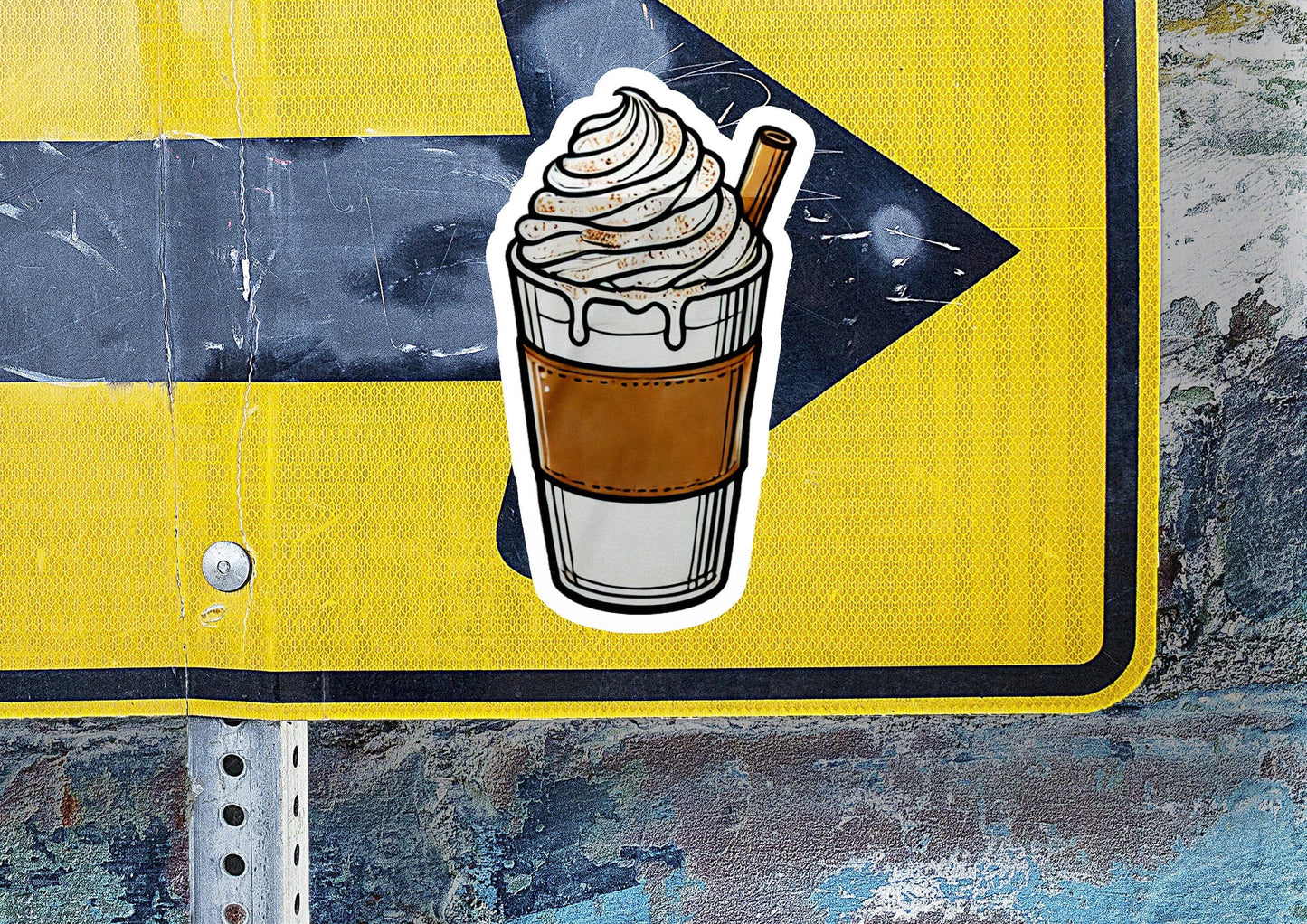 a street sign with a picture of a drink on it