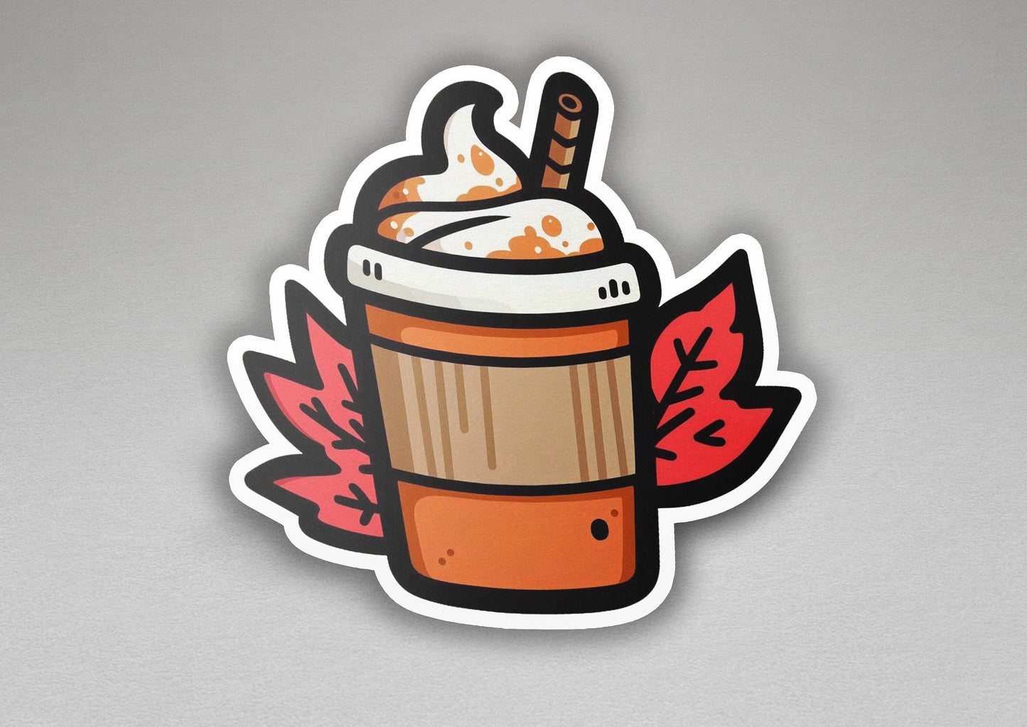 a sticker of a drink with a straw in it