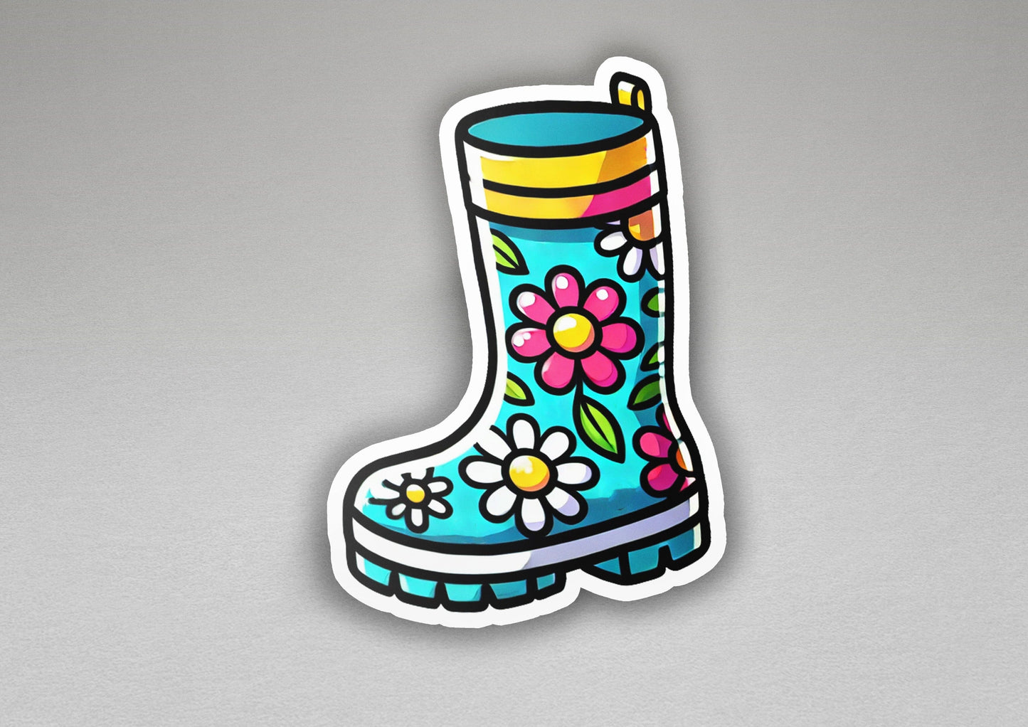 a sticker of a boot with flowers on it