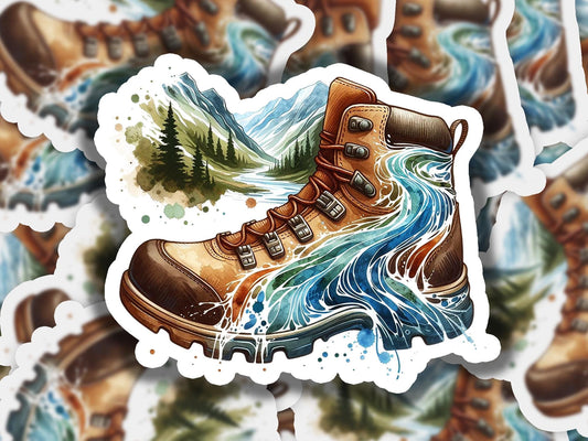 a sticker of a pair of hiking boots