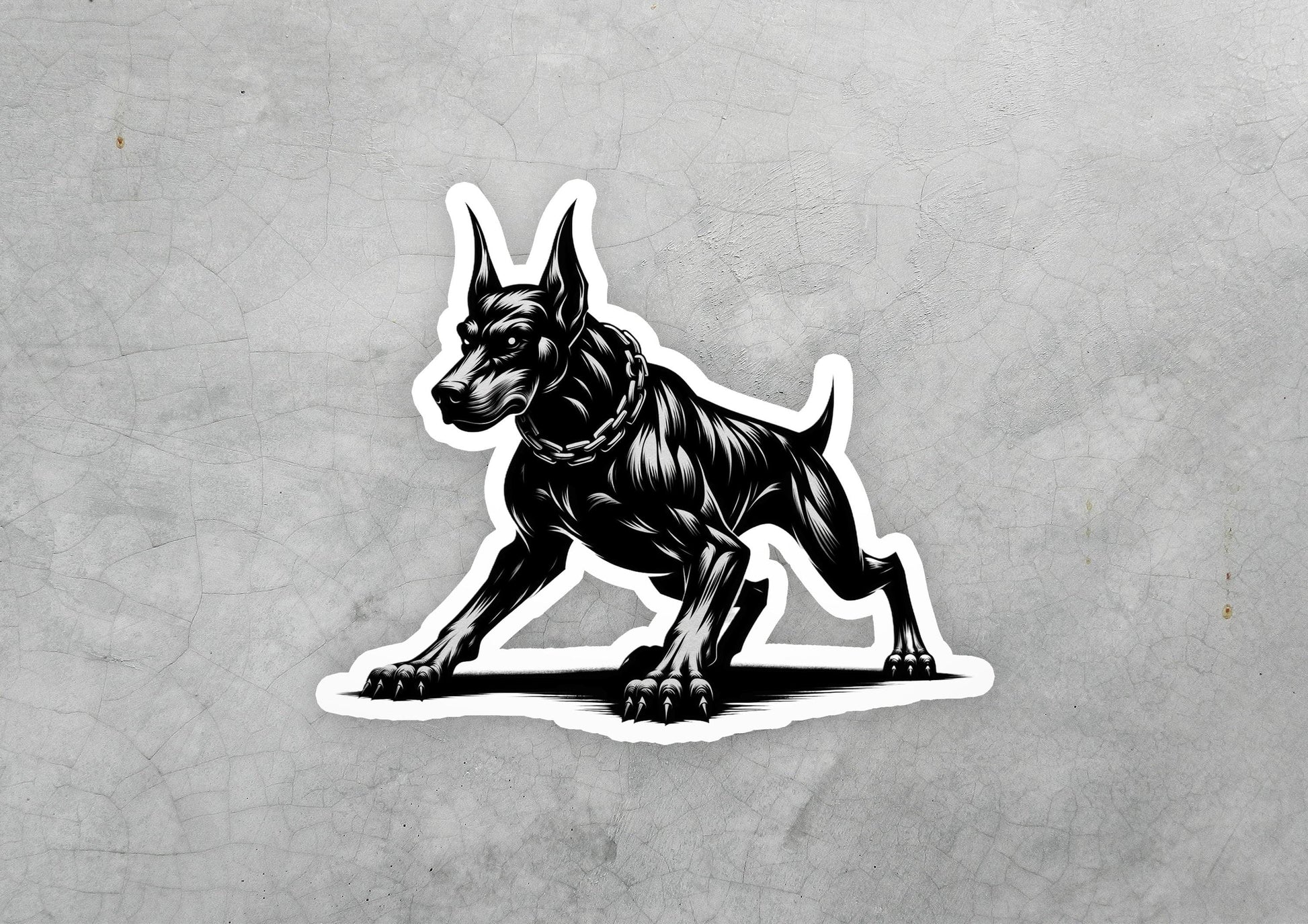 a sticker of a dog on a gray background