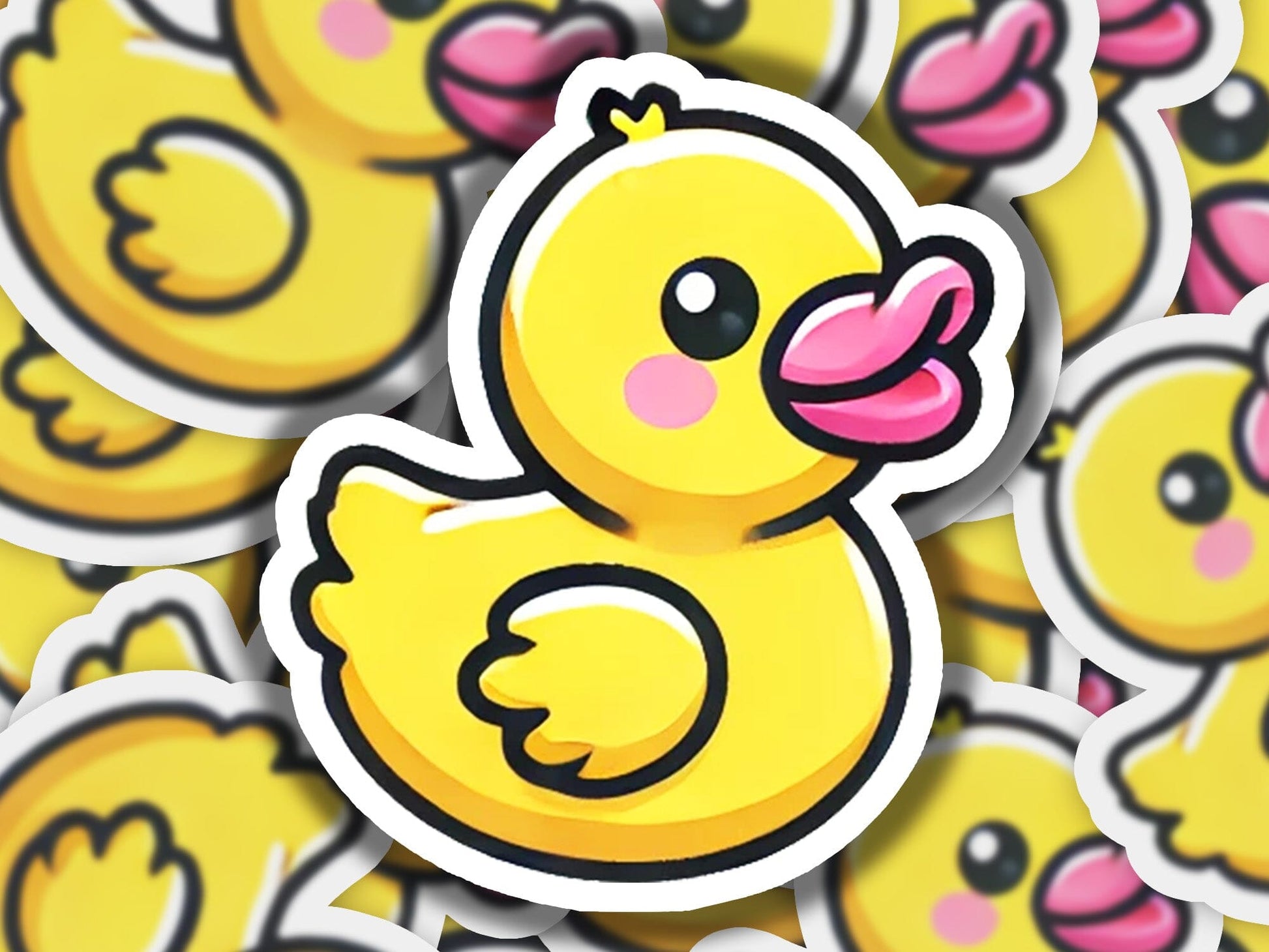 a bunch of yellow rubber ducks sitting on top of each other