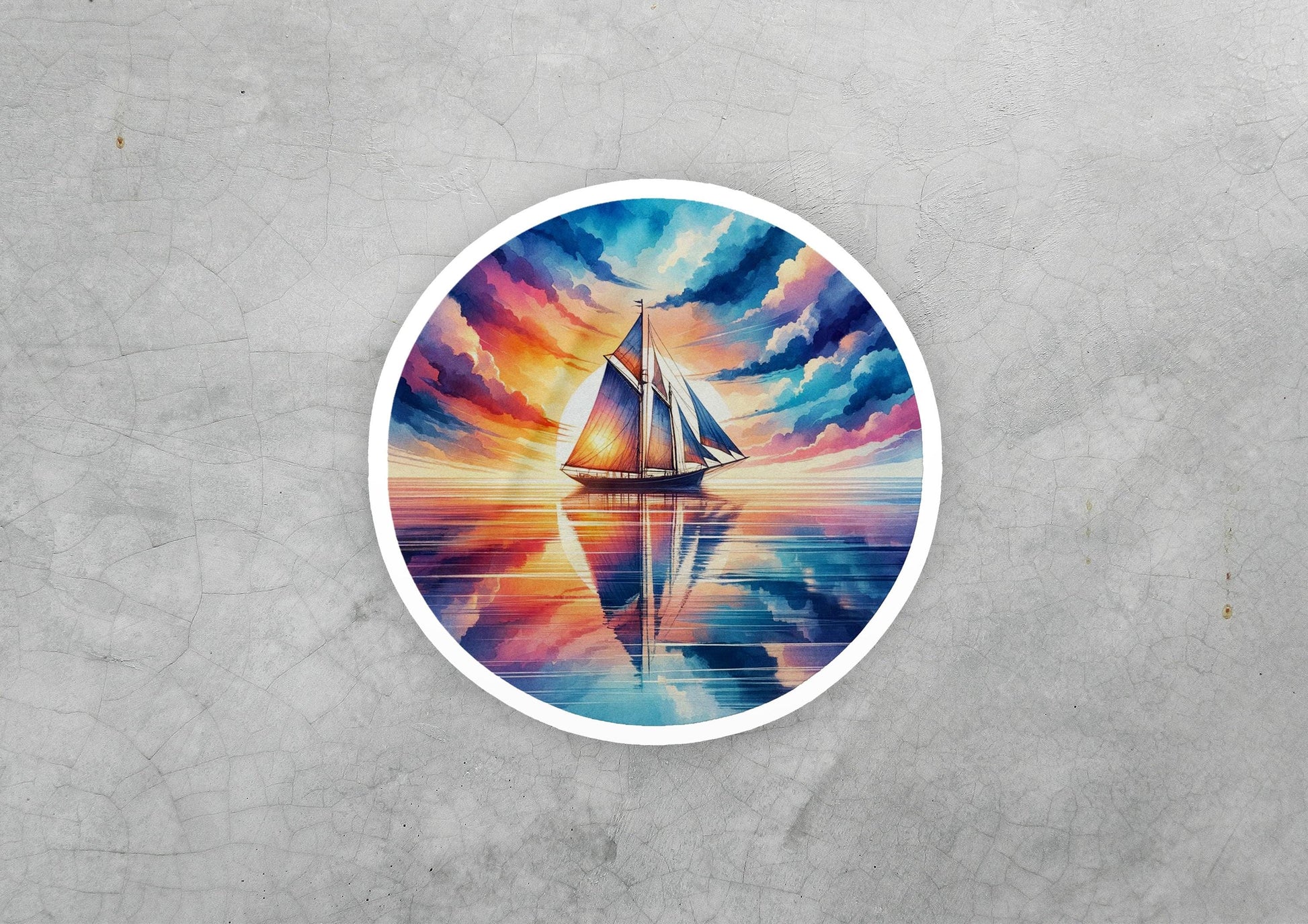 a painting of a sailboat on a body of water
