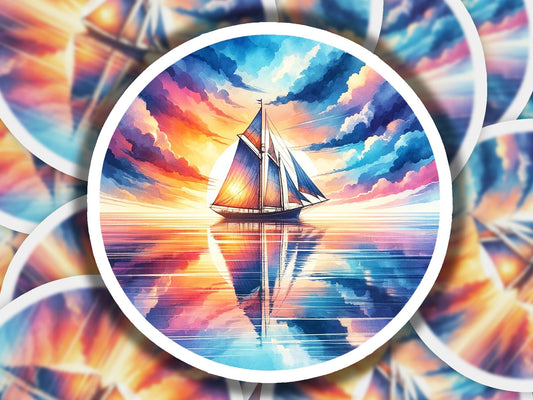 a painting of a sailboat on a body of water