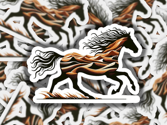 a sticker of a running horse on a white background