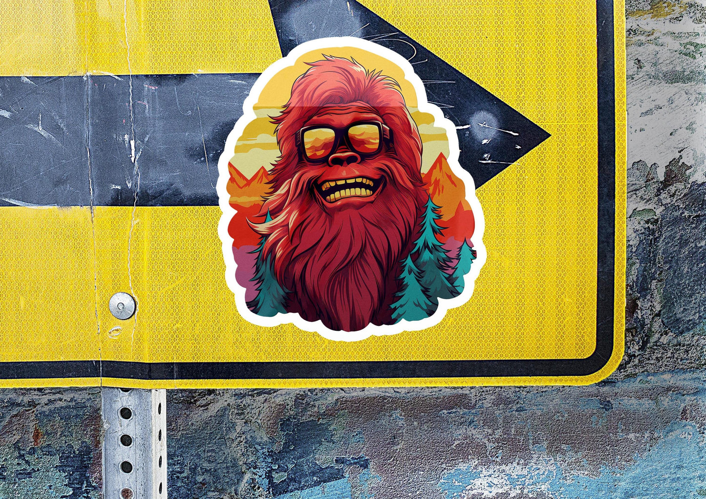 a street sign with a sticker of a man with a beard