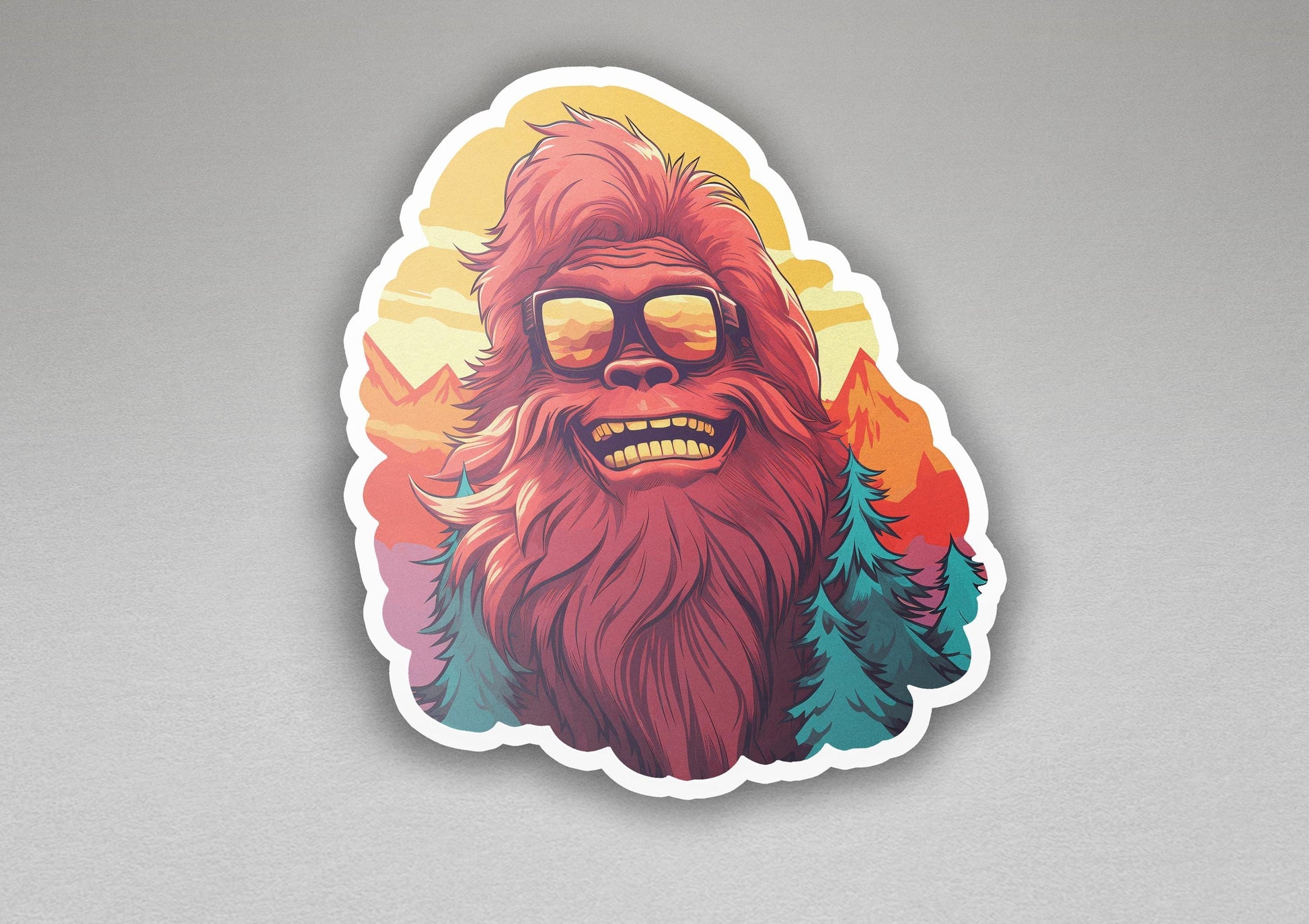 a sticker with a picture of a man with a beard and glasses