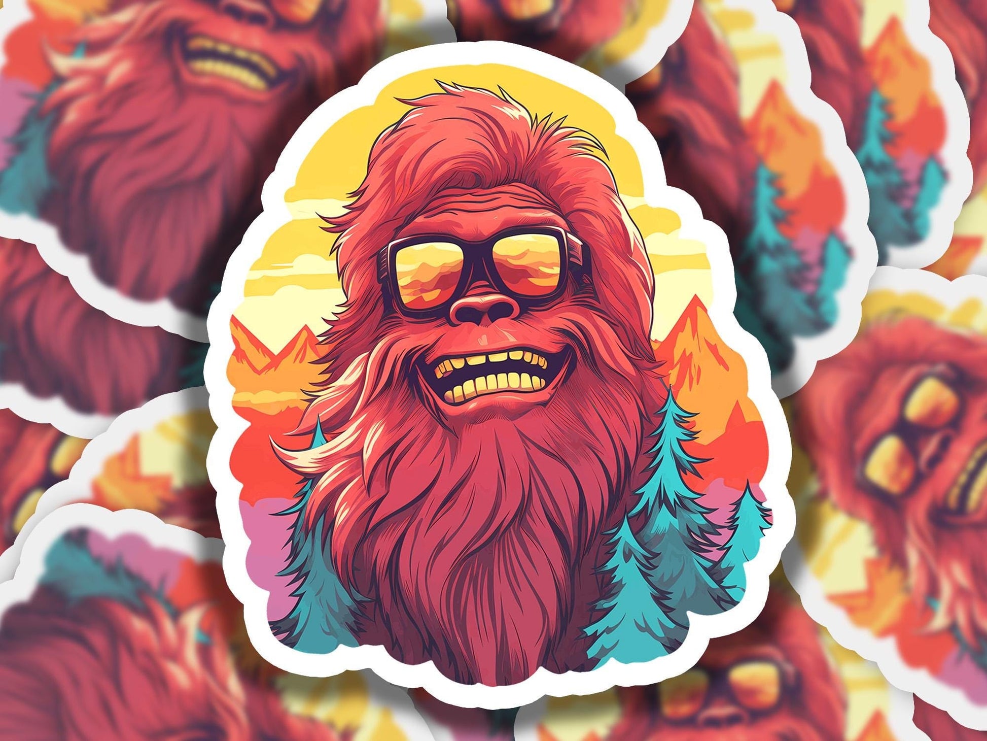 a sticker of a hipster with a beard and sunglasses