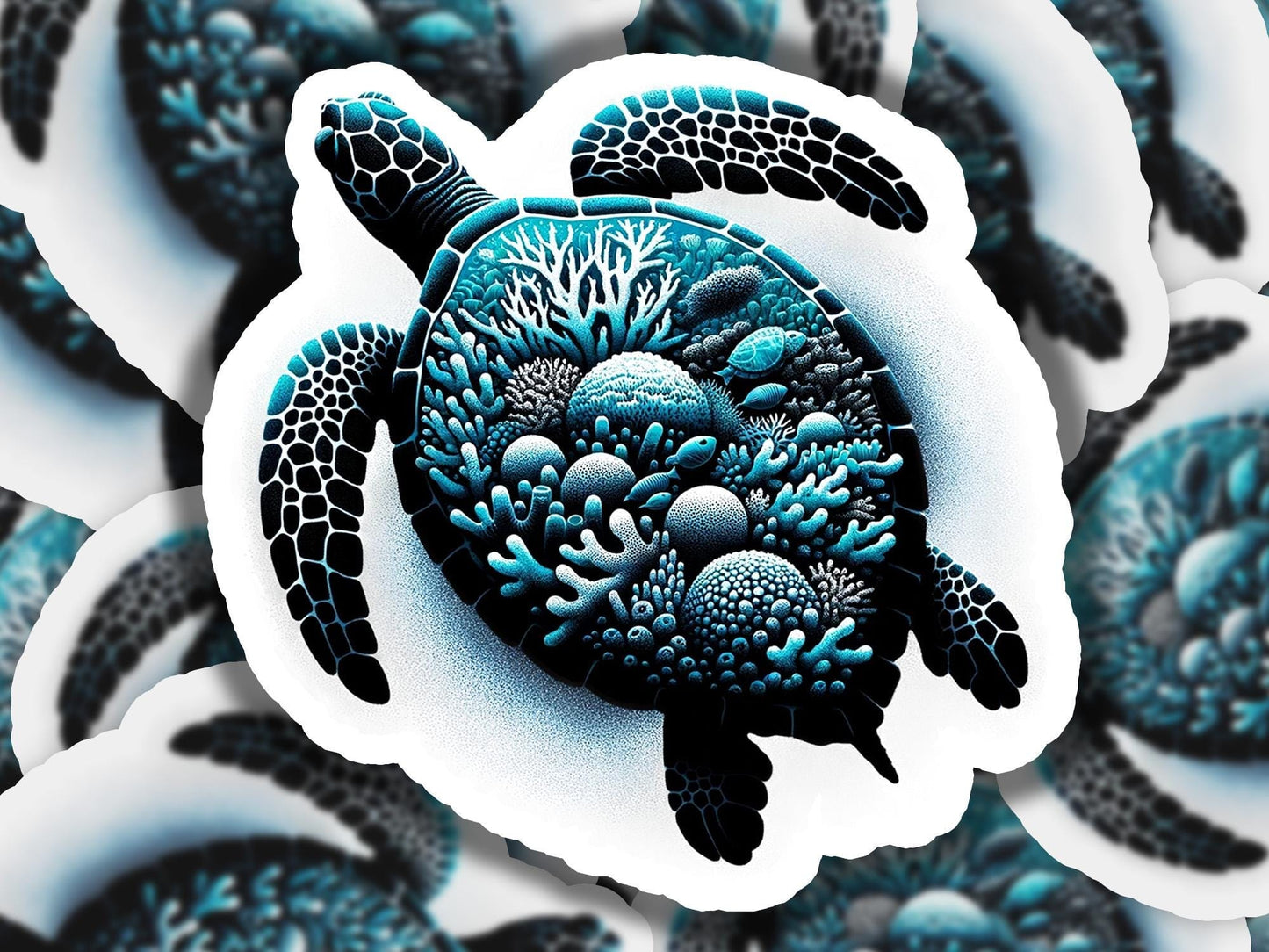 a picture of a sea turtle surrounded by corals