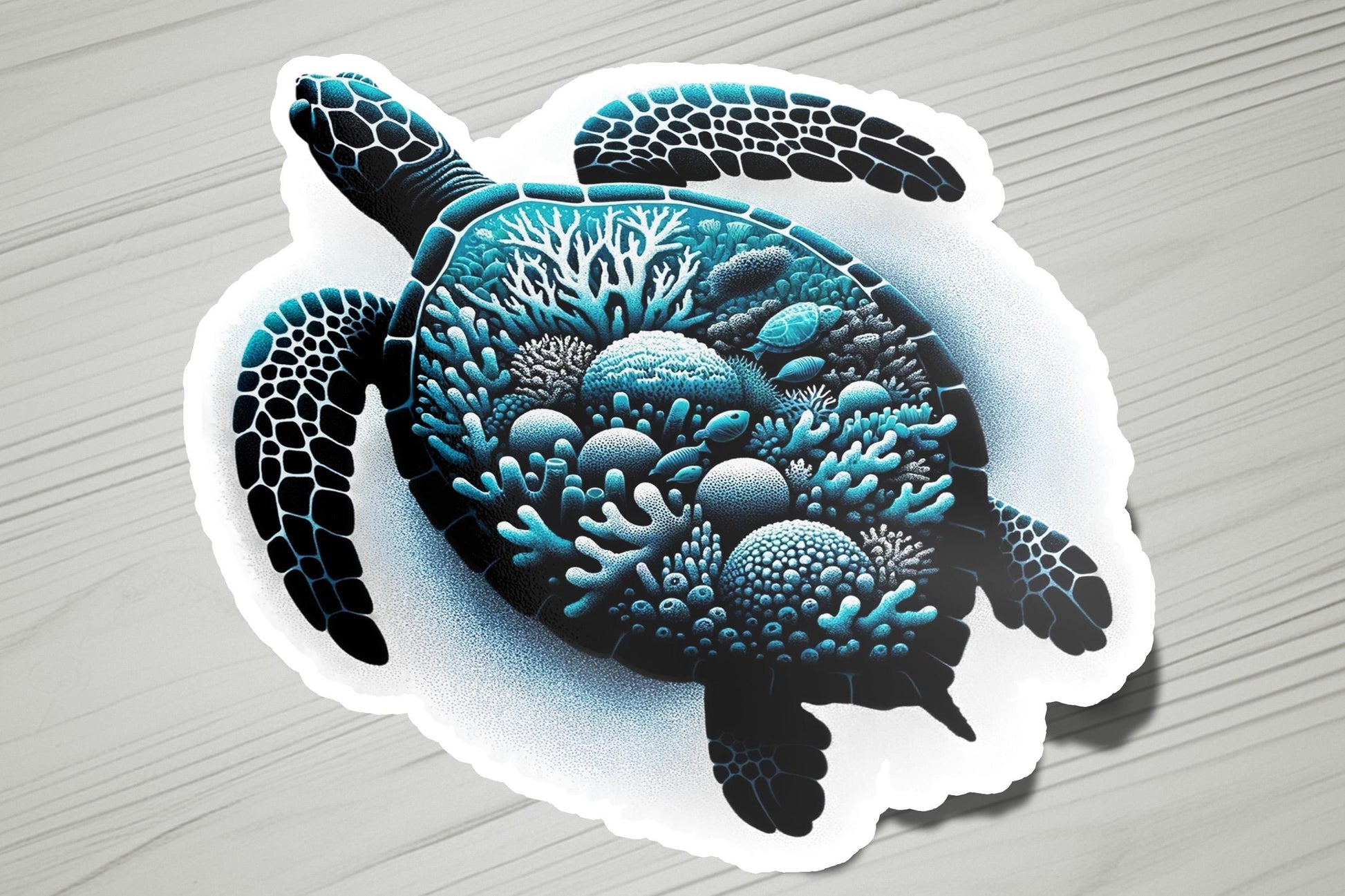 a sticker of a sea turtle on a white background