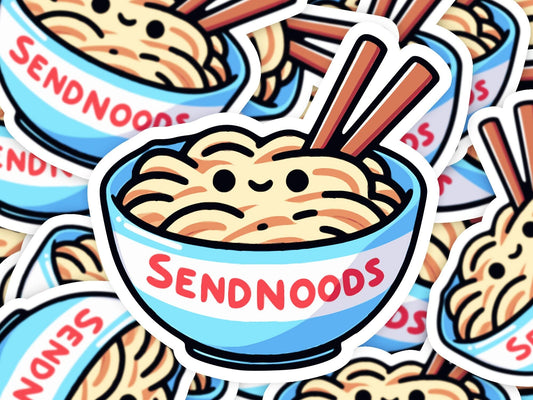 Send Noods Valentines Day Vinyl Sticker | Dishwasher Safe & Durable | Custom Sizes | Fast Shipping | Made in USA Fiesta Doodle waterproof vinyl sticker. dishwasher safe outdoor sticker.