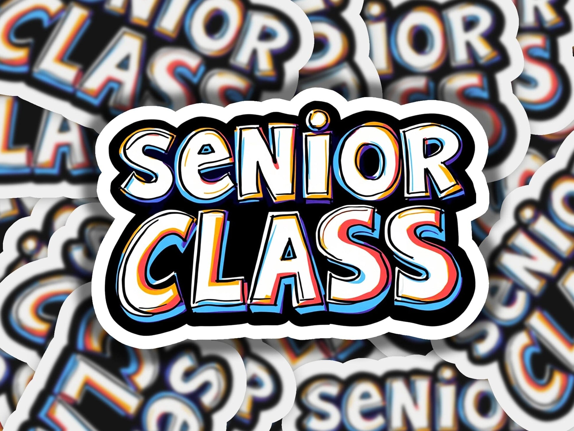 a group of stickers that say senior class