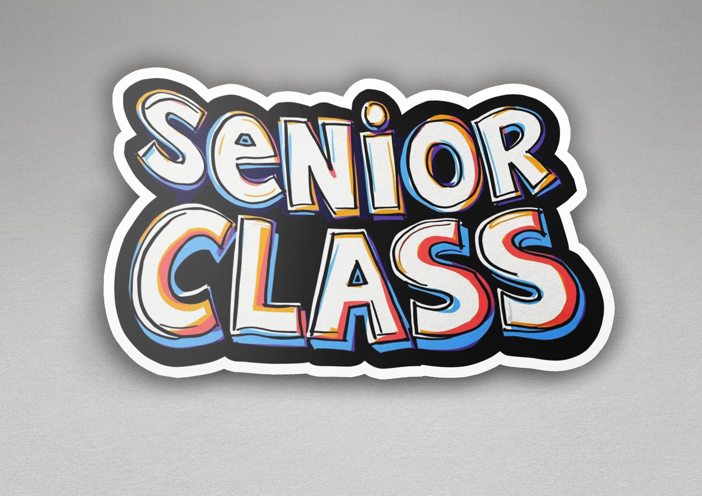 a sticker that says senior class on it