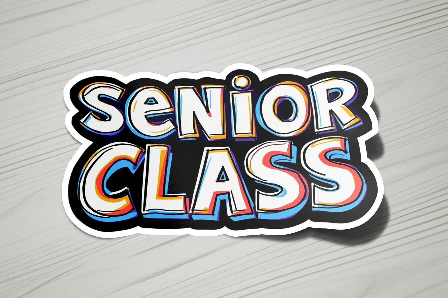 a sticker that says senior class on it