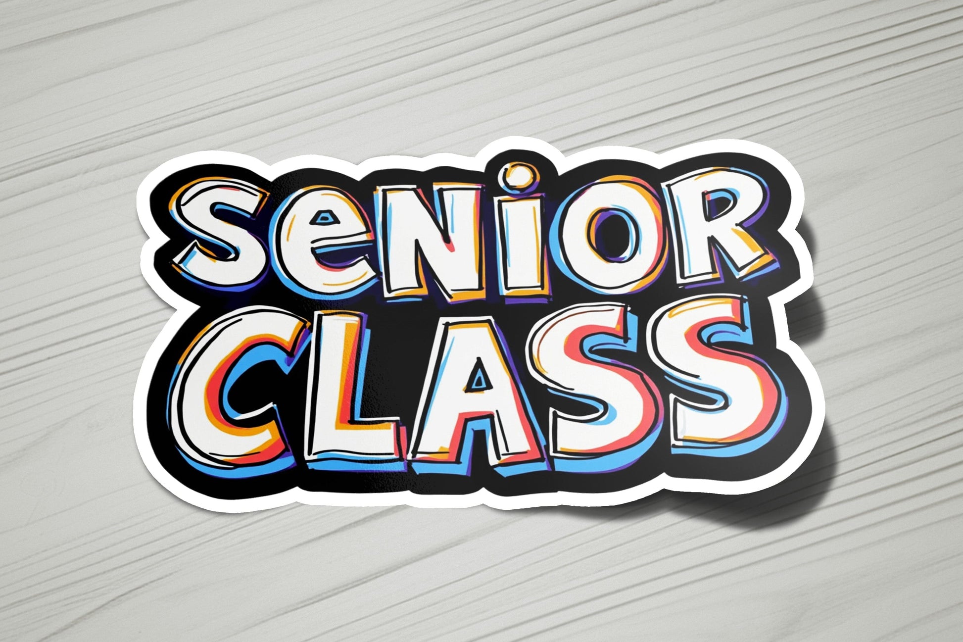 a sticker that says senior class on it