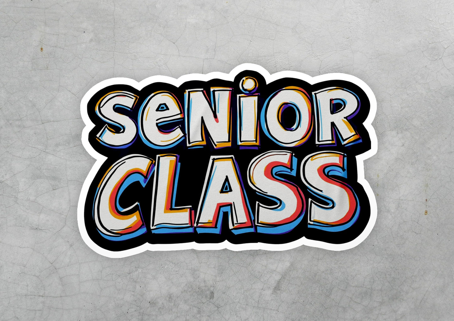 a sticker that says senior class on it