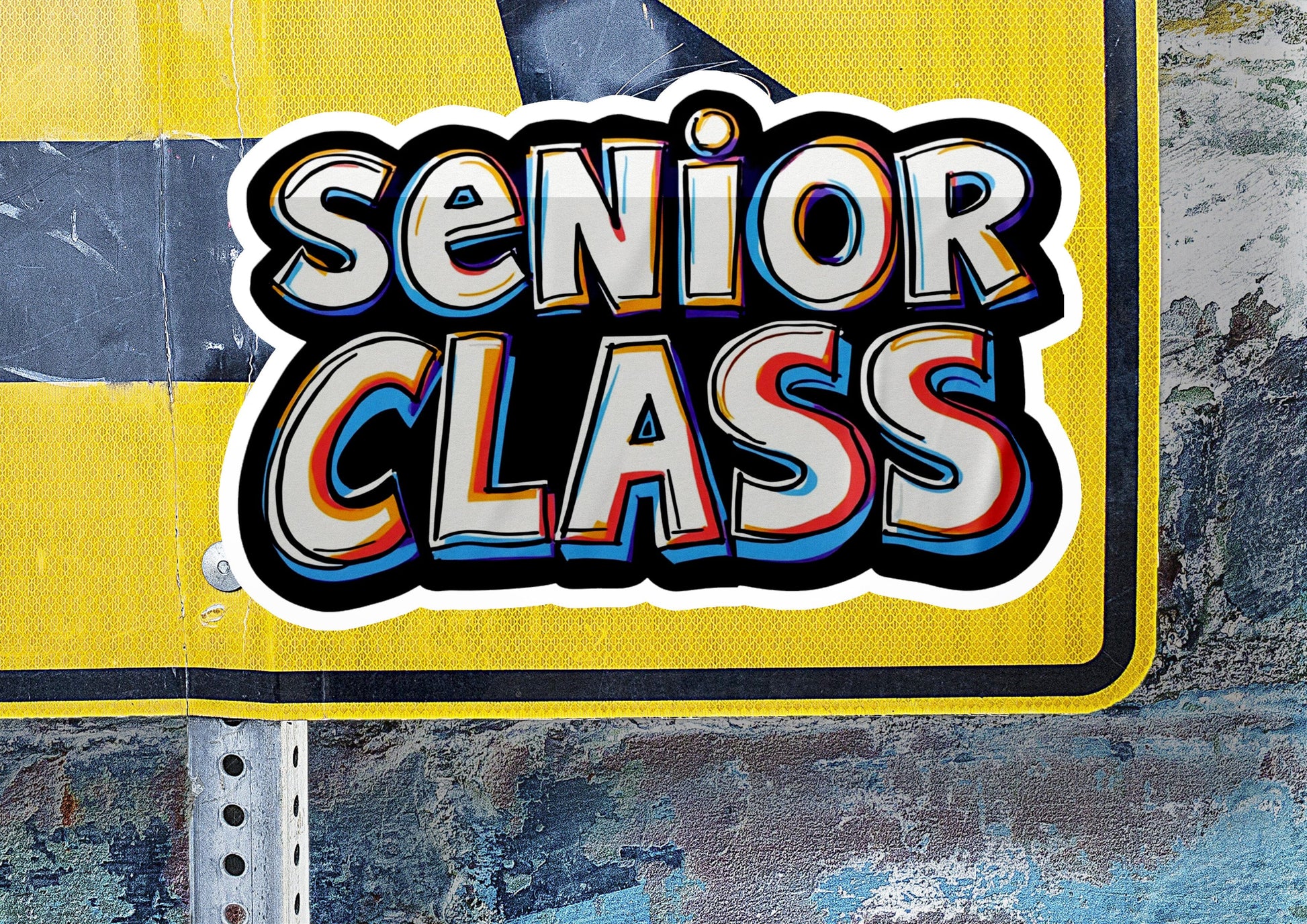 a street sign with the words senior class painted on it