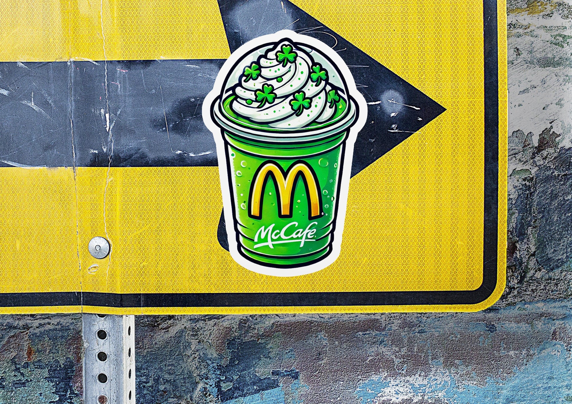 a street sign with a picture of a drink on it