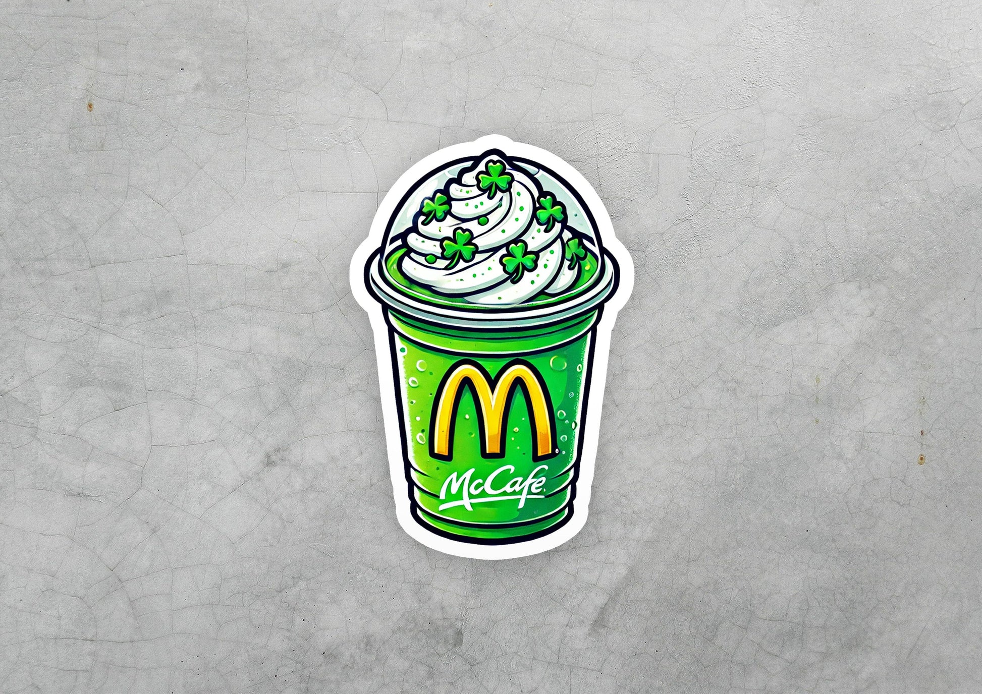 a sticker of a starbucks drink with whipped cream