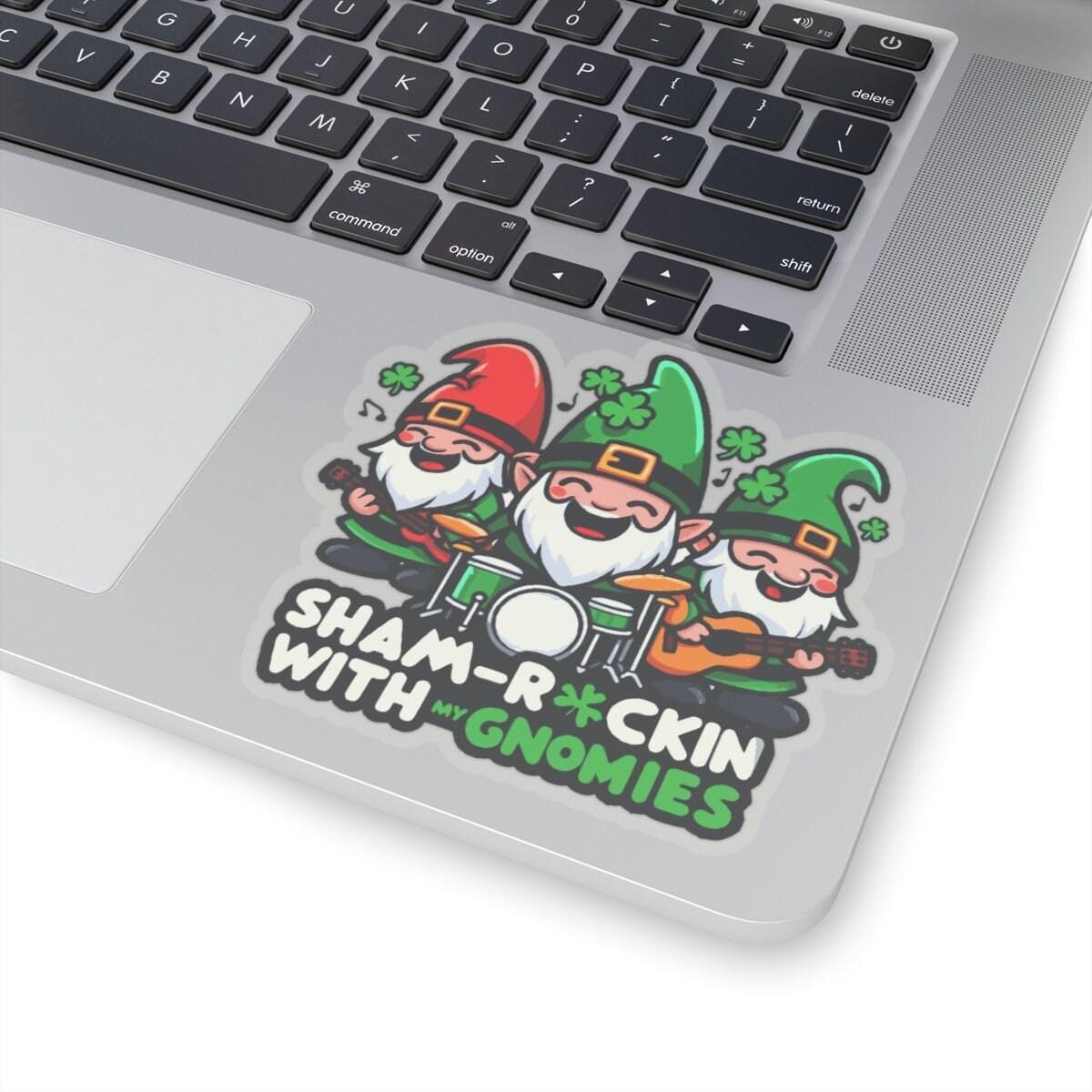 Shamrockin with my Gnomies Vinyl Sticker | Dishwasher Safe & Durable | Custom Sizes | Fast Shipping | Made in USA Fiesta Doodle waterproof vinyl sticker. dishwasher safe outdoor sticker.