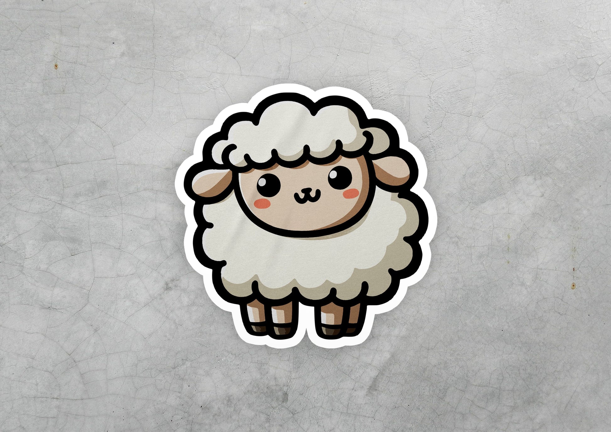 a sticker of a sheep on a gray background