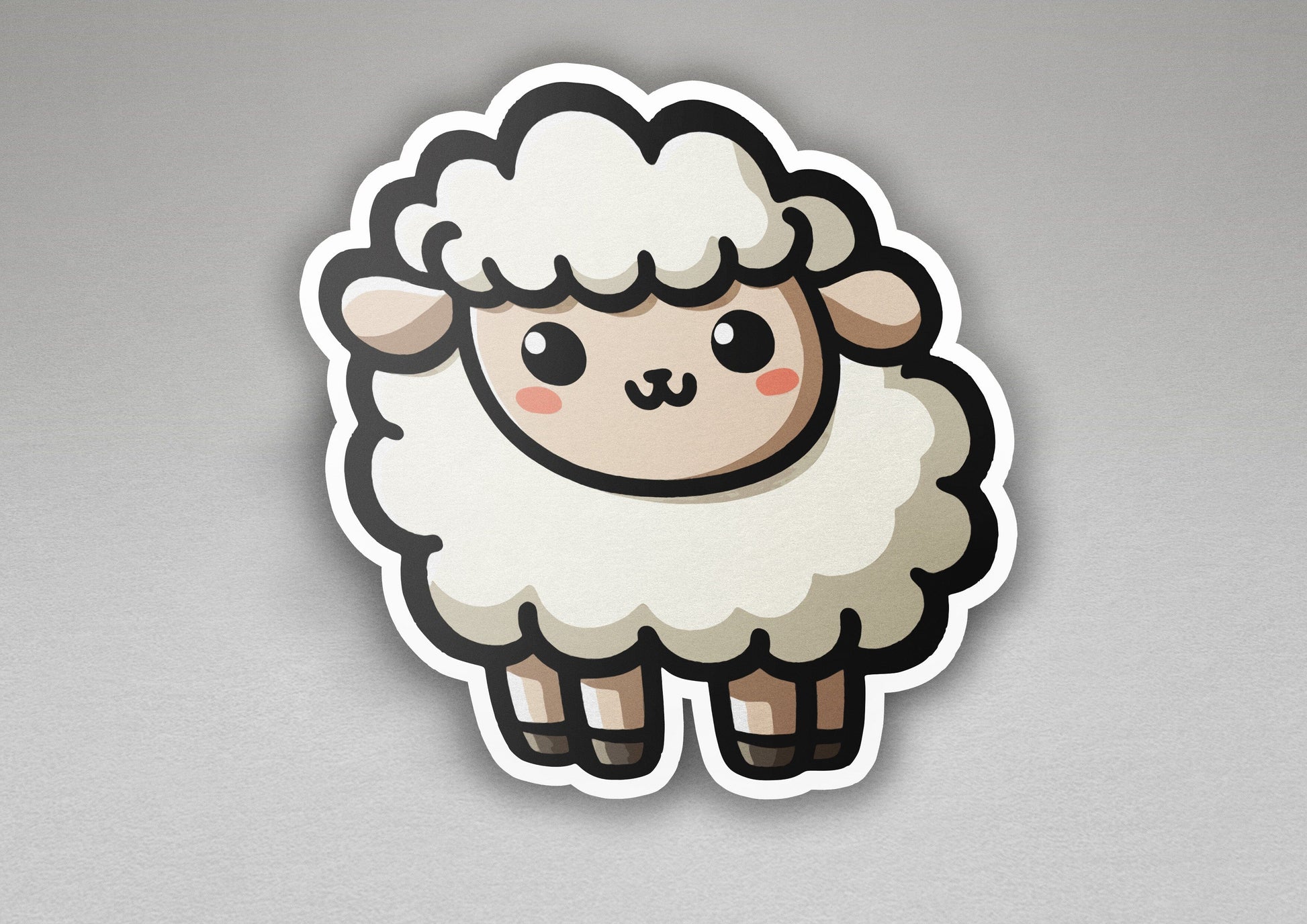 a sticker of a sheep on a gray background