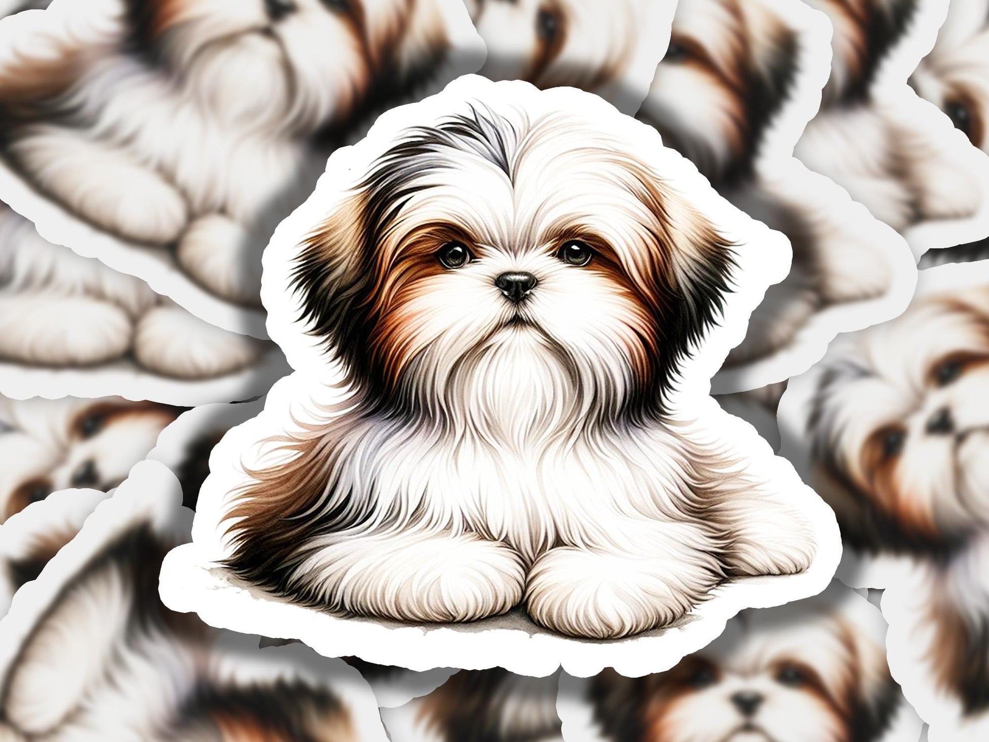 a close up of a sticker of a dog