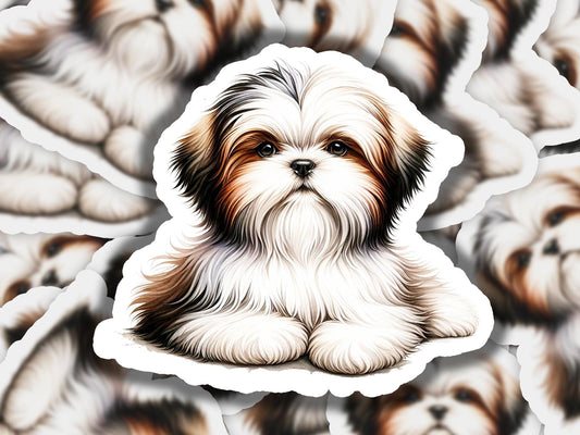 a close up of a sticker of a dog