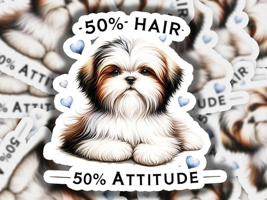 a sticker of a dog sitting in front of a lot of stickers