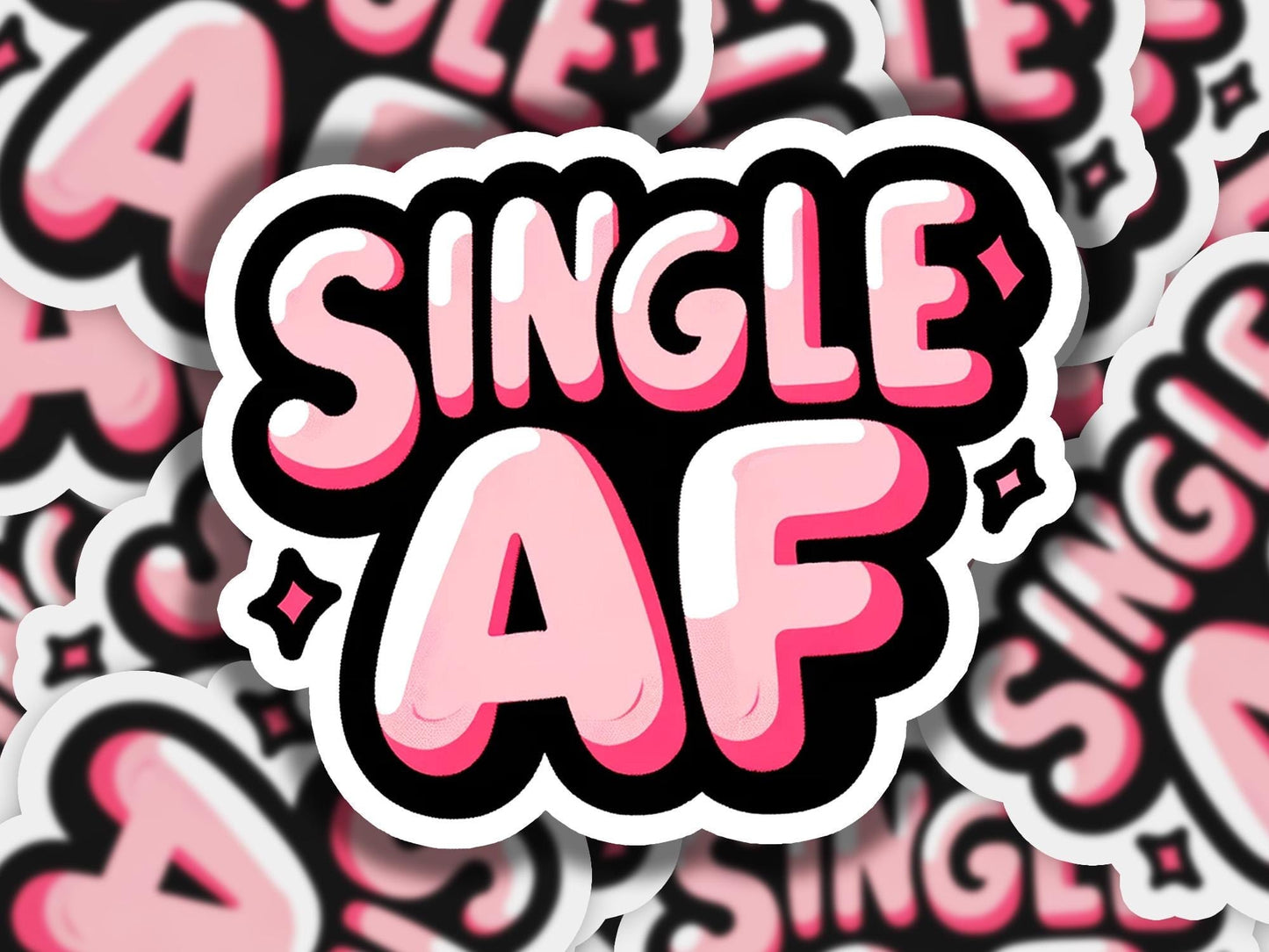 a bunch of stickers that say single af