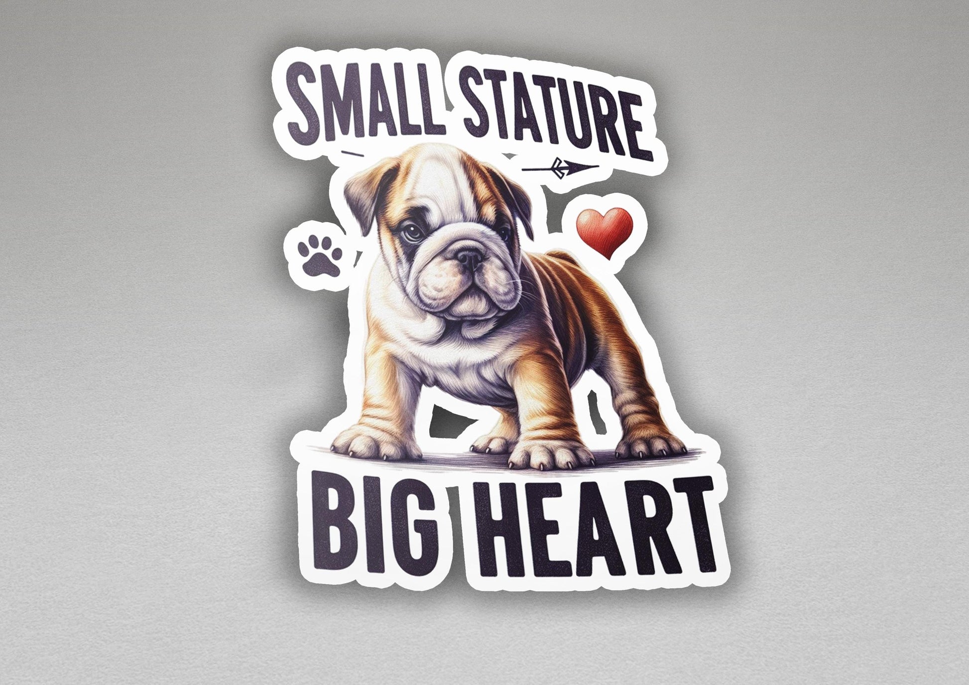 a sticker of a dog with a heart on it