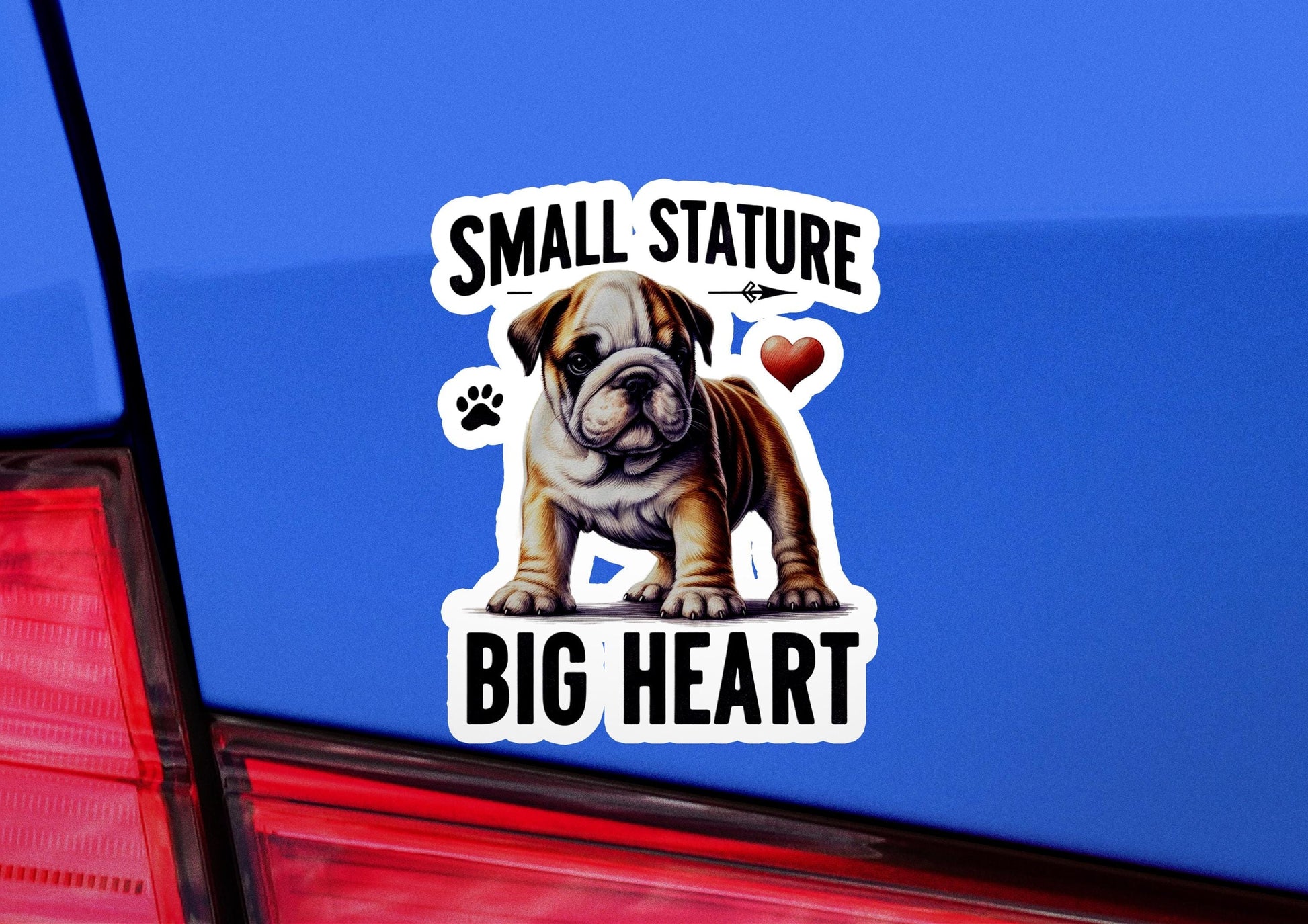 a dog sticker on the back of a car