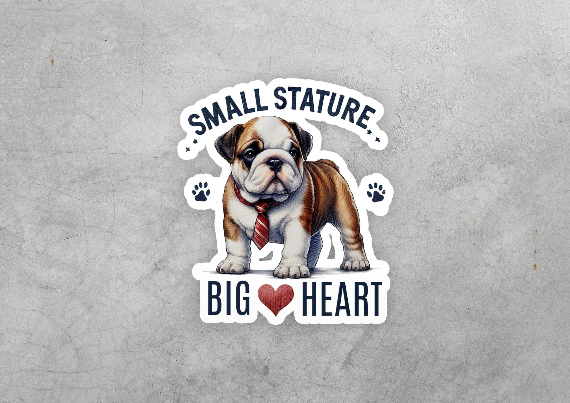 a sticker of a bulldog wearing a tie