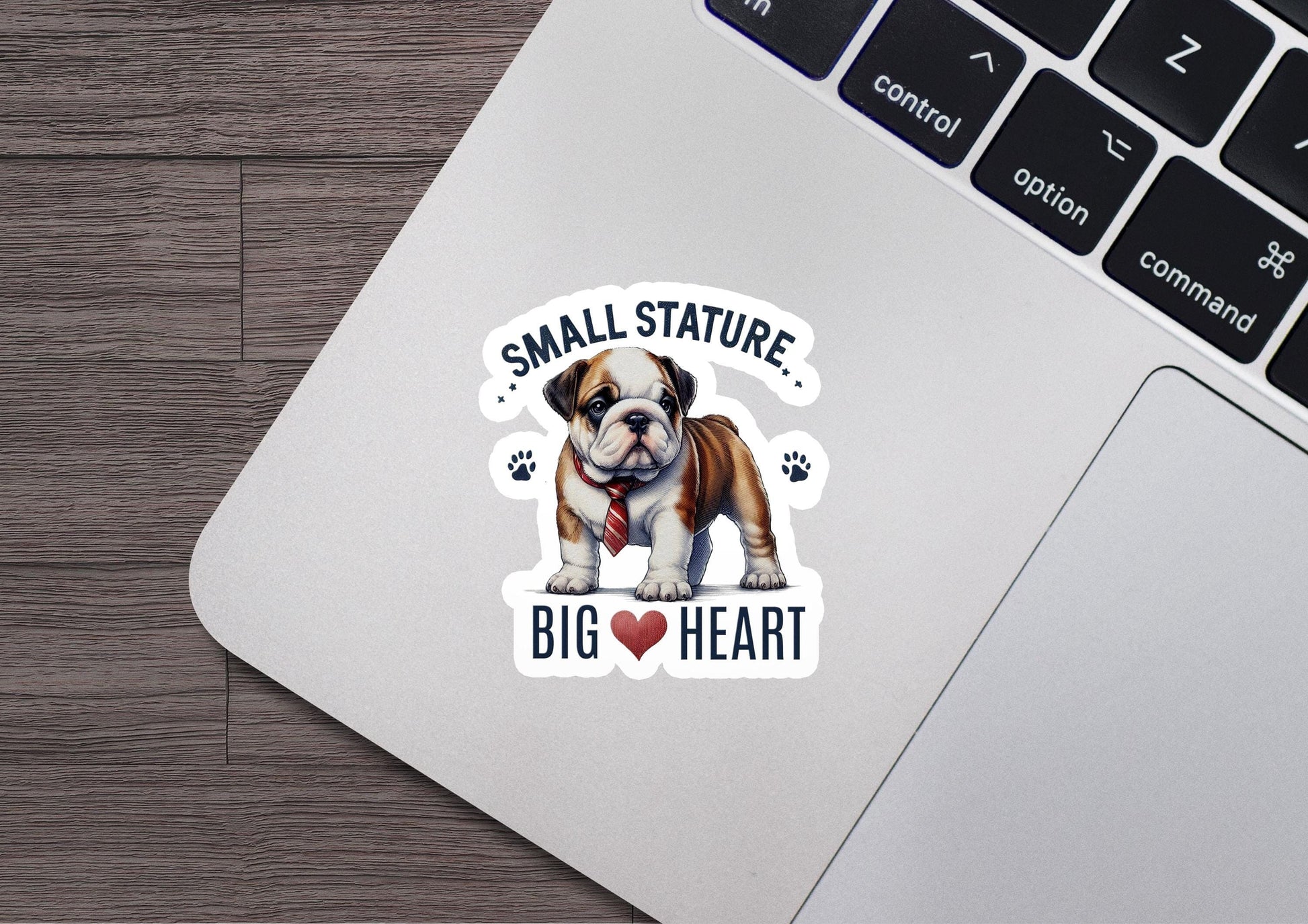 a sticker of a bulldog on a laptop