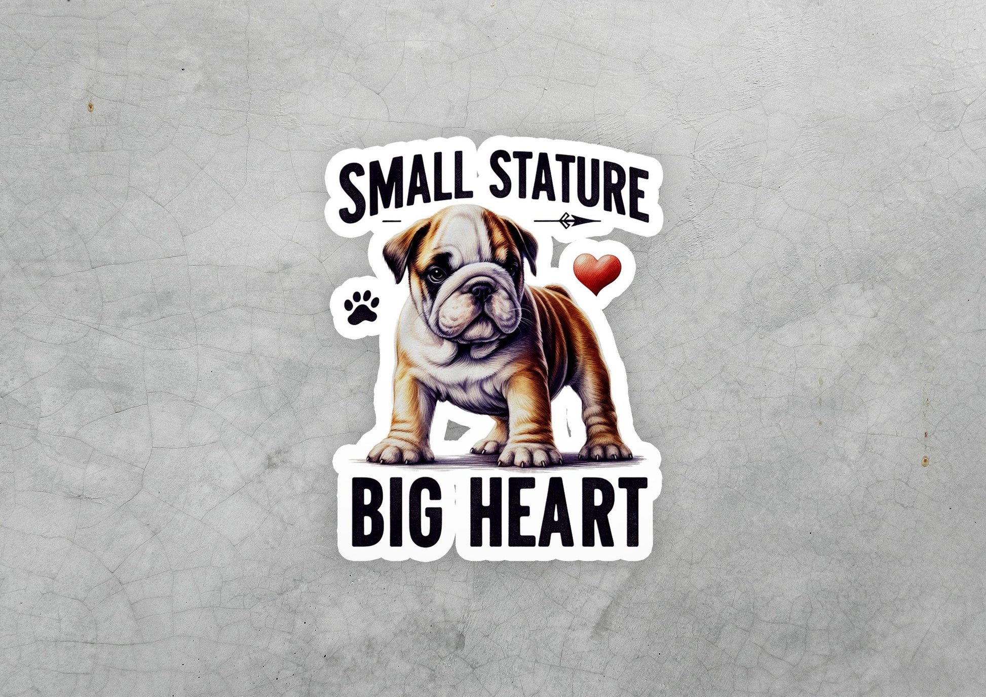 a sticker of a dog with a heart on it