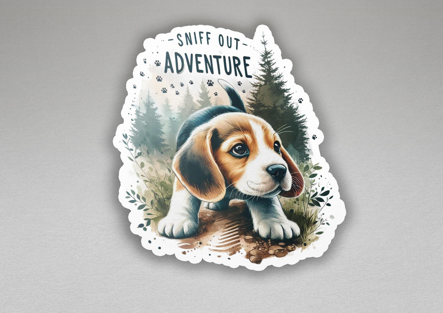 a sticker with a picture of a puppy on it
