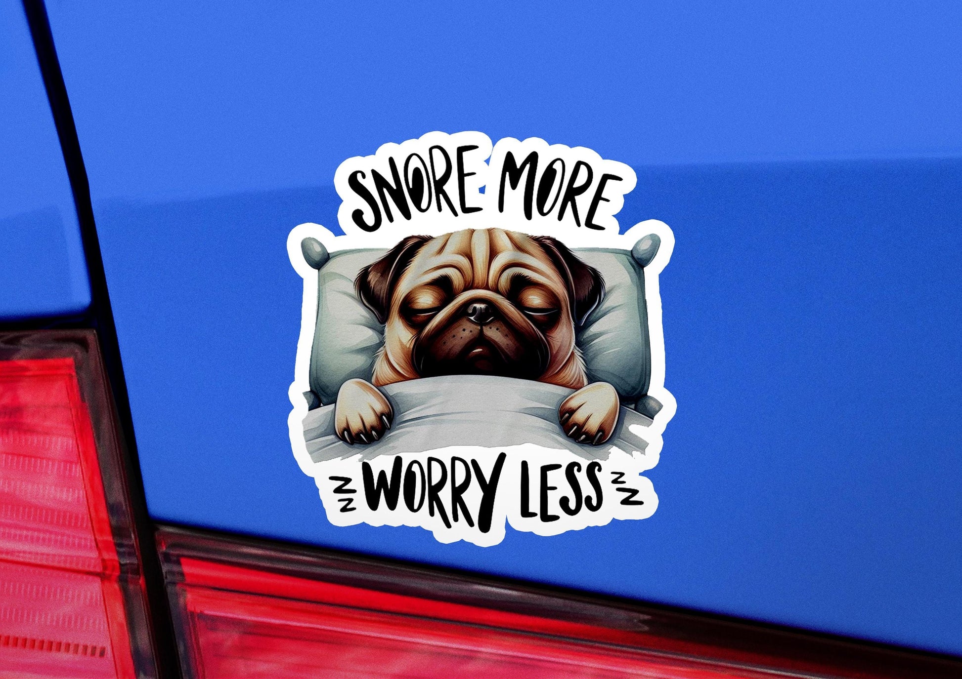 a sticker on the back of a car that says smoke more worry less