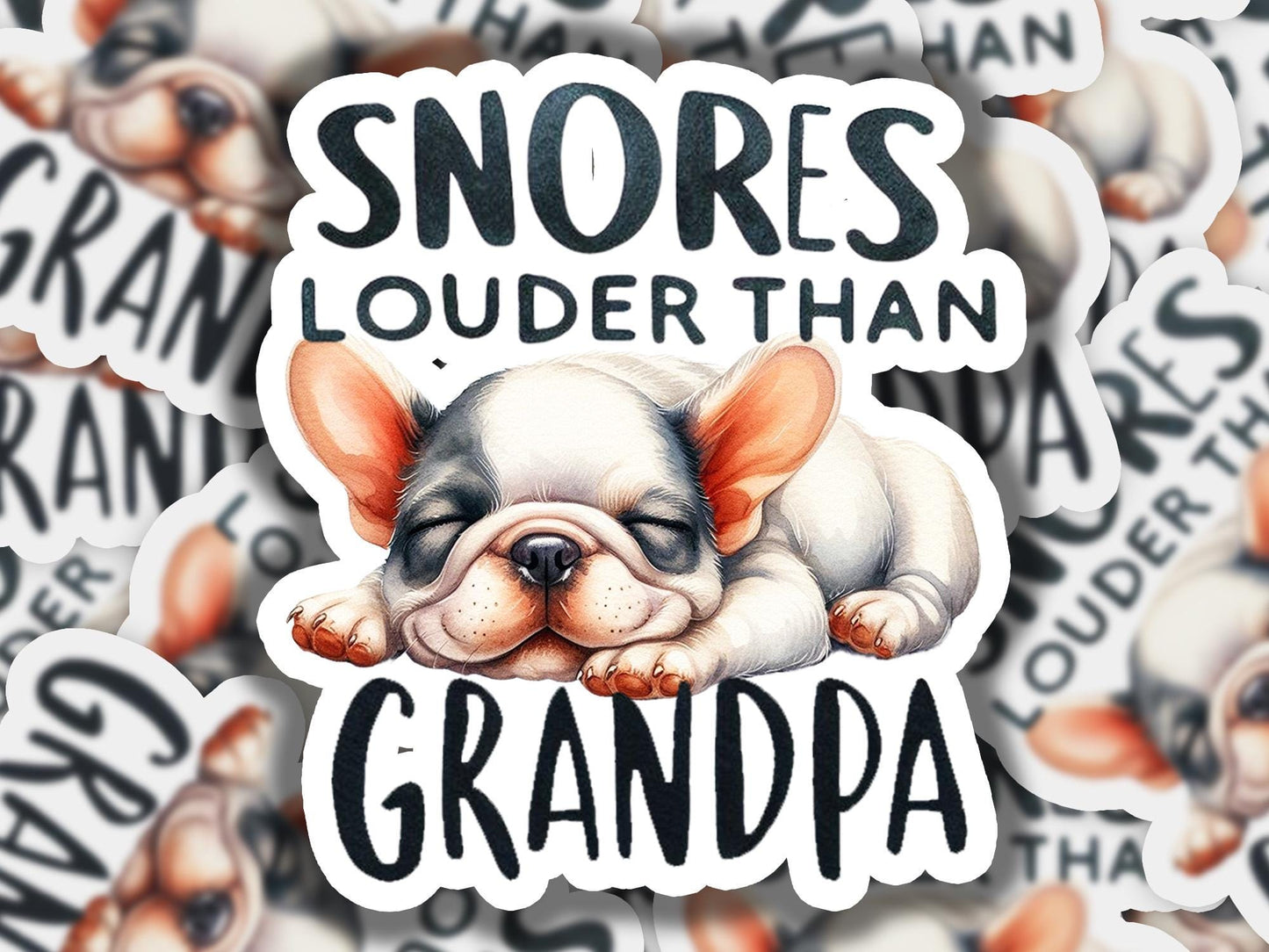 a sticker of a dog sleeping on top of a pile of stickers