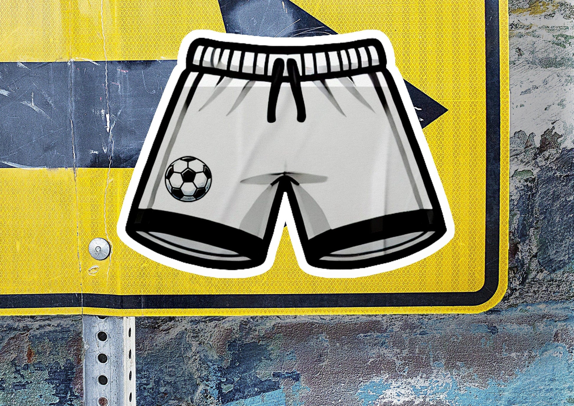 a street sign with a picture of a soccer shorts on it