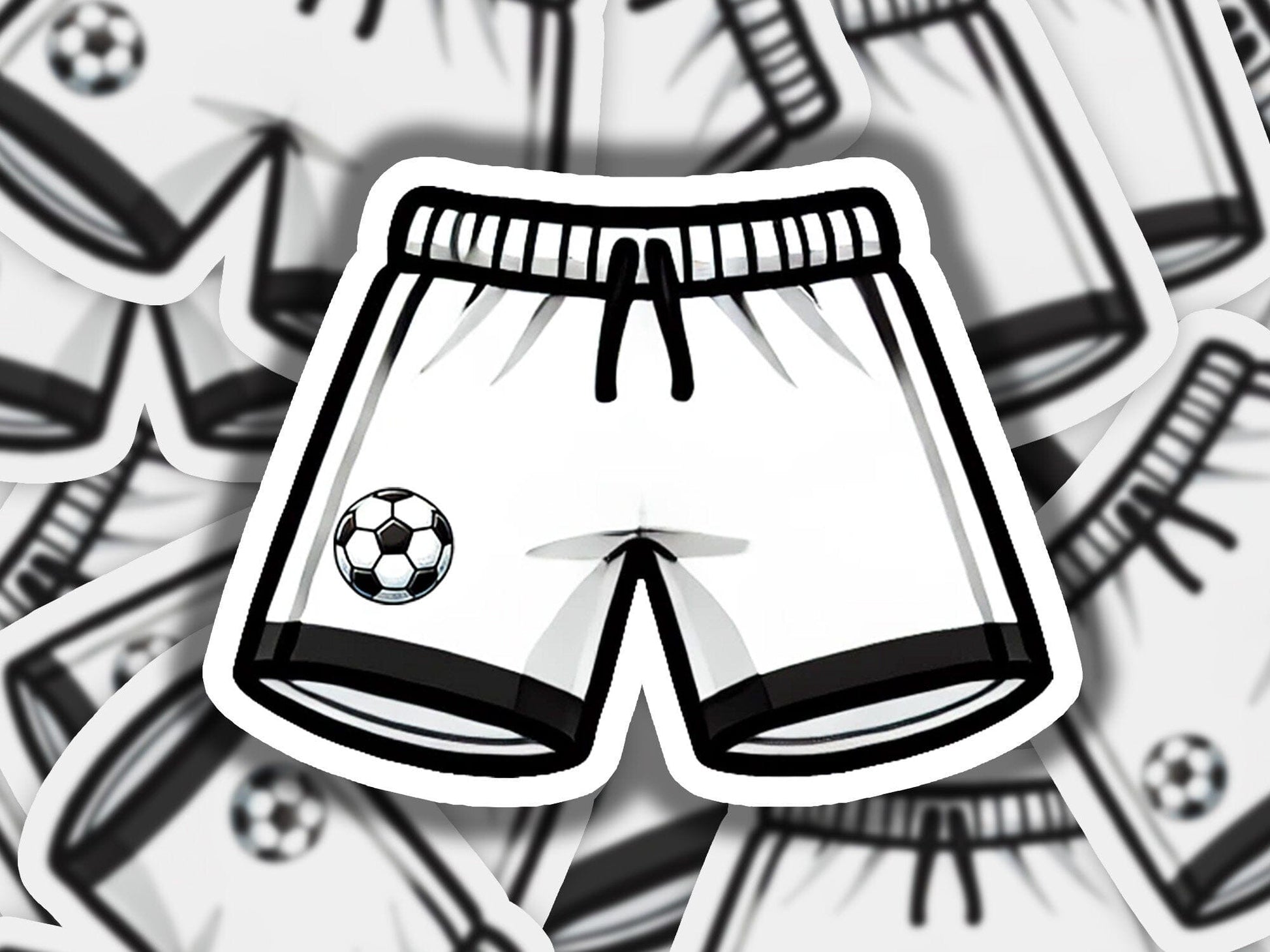 a picture of a soccer shorts with a soccer ball on it